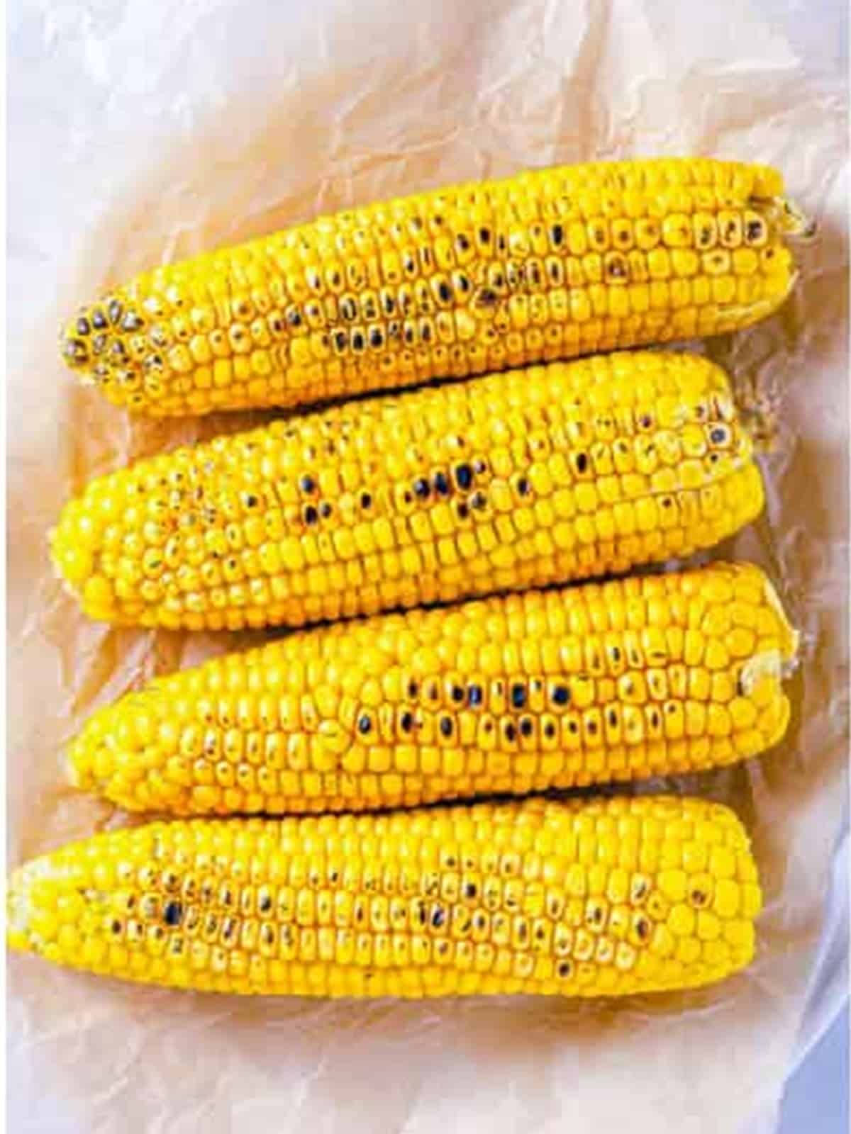Roasted corn on the cob for Corn Relish.