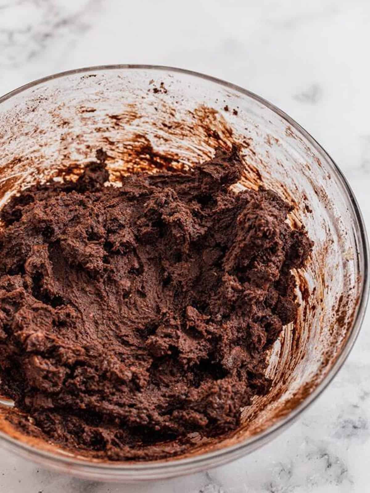 Semi-sweet chocolate chips folded into the thick double chocolate chip cookie dough.