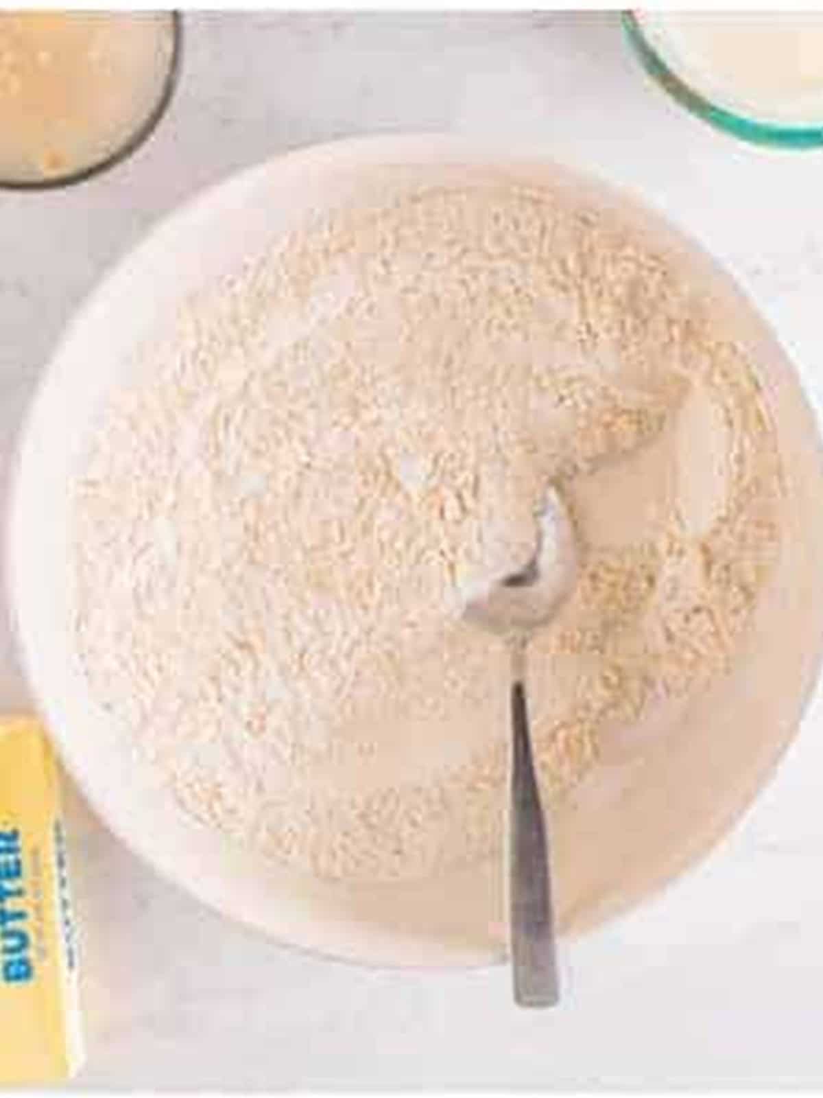 Flour and salt whisked together in a large mixing bowl.