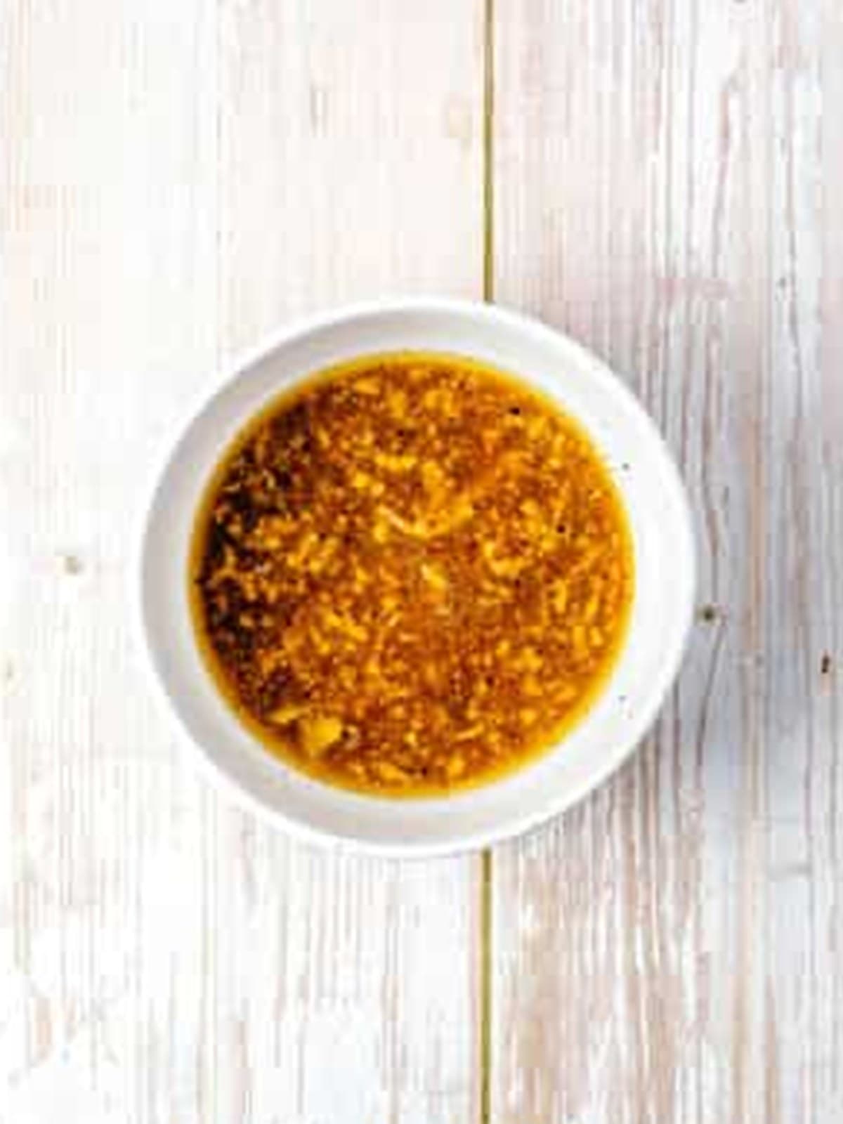 Whisking the mustard marinade for the Grilled Chicken Sandwich.