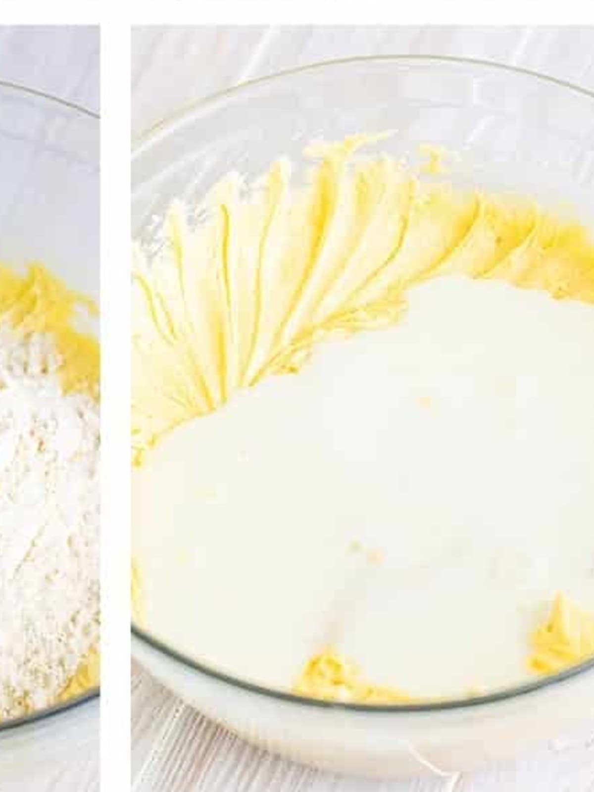 Adding buttermilk and dry ingredients to the birthday cupcake batter.