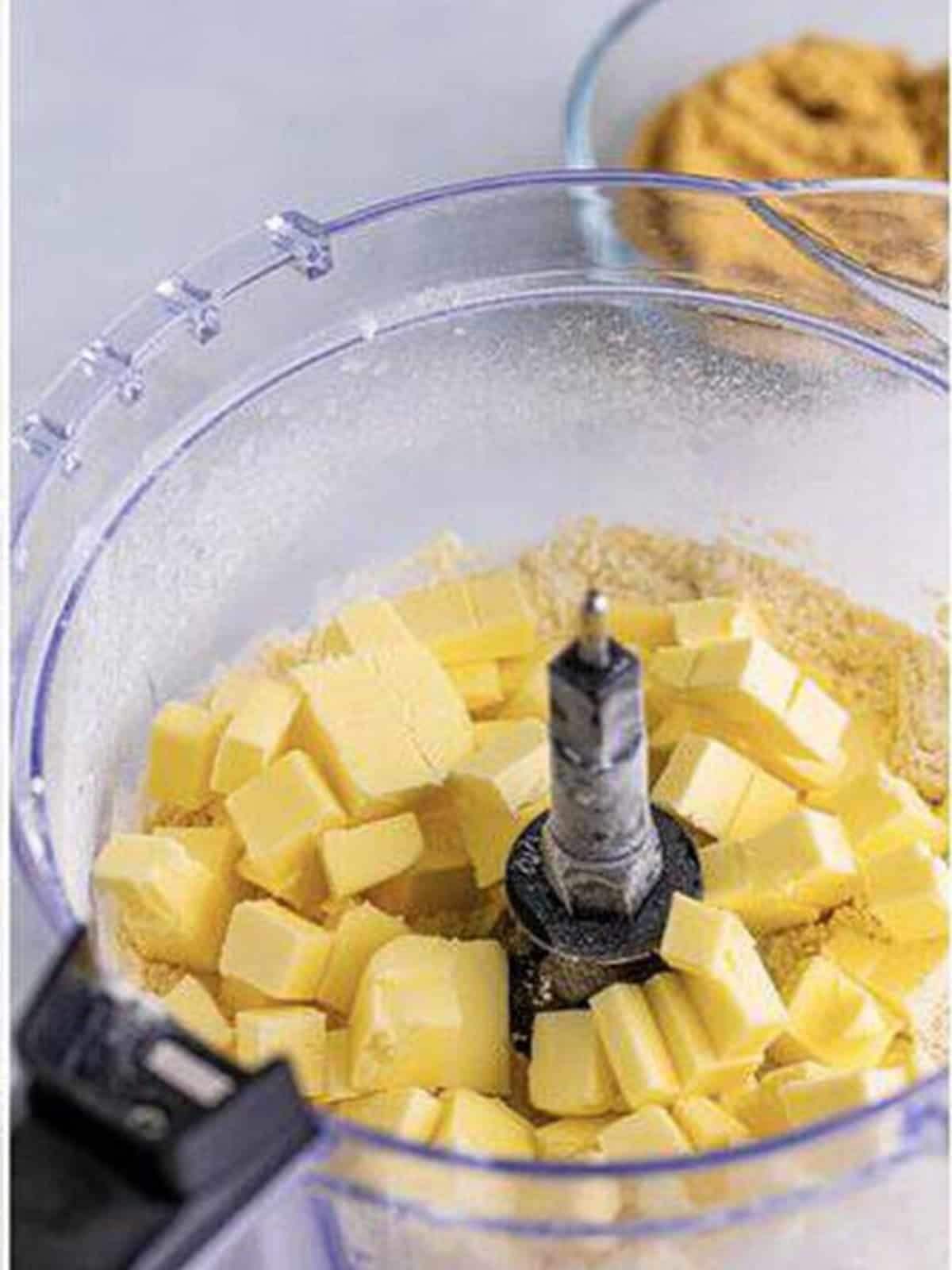 Adding cold cubed butter for homemade pop tarts crust.