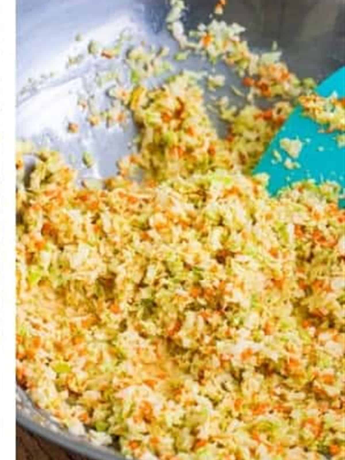 Finished creamy KFC copycat coleslaw stirred together.