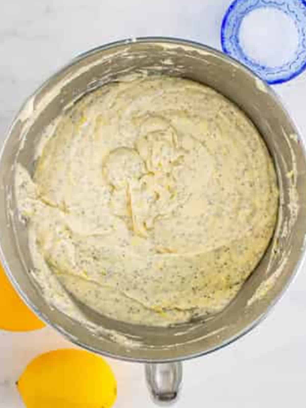 Poppy seeds stirred into the lemon cake batter.