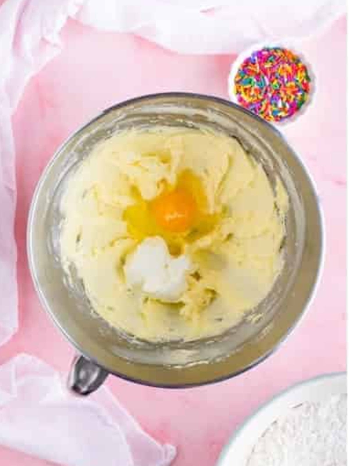 Egg, sour cream, and extracts added to the lofthouse cookie batter.