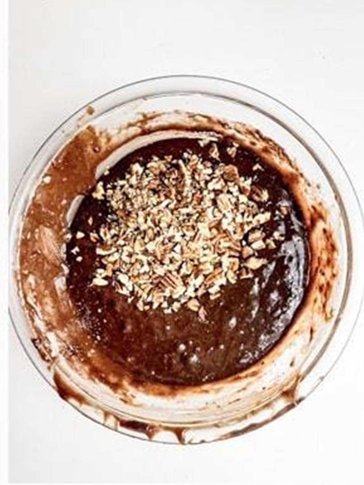 Chopped pecans folded into the brownie batter.