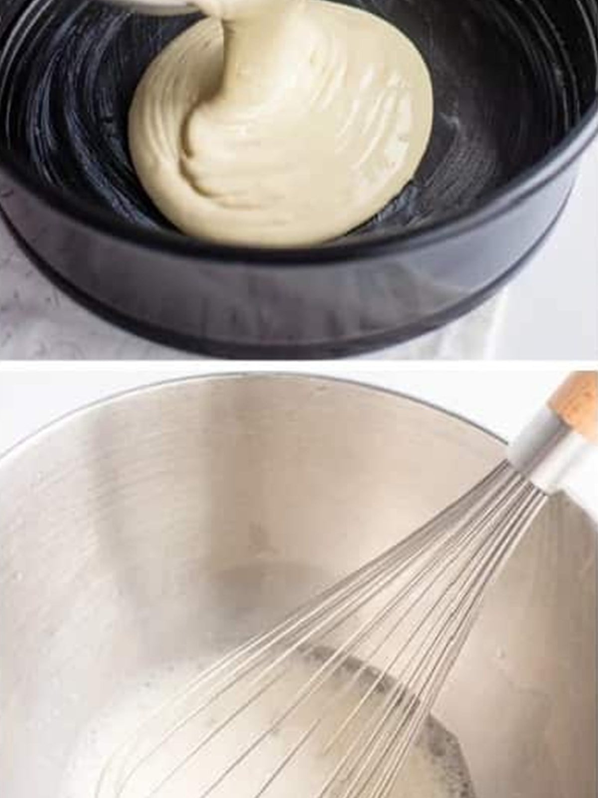 Cheesecake batter poured into a springform pan.