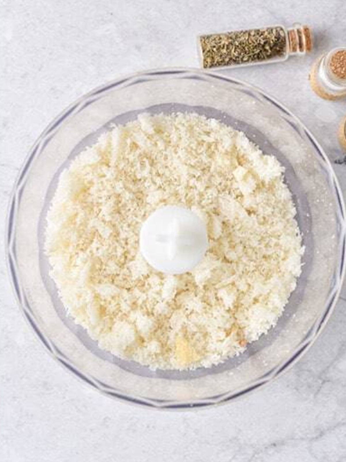 Bread ground into crumbs in a food processor for panko.