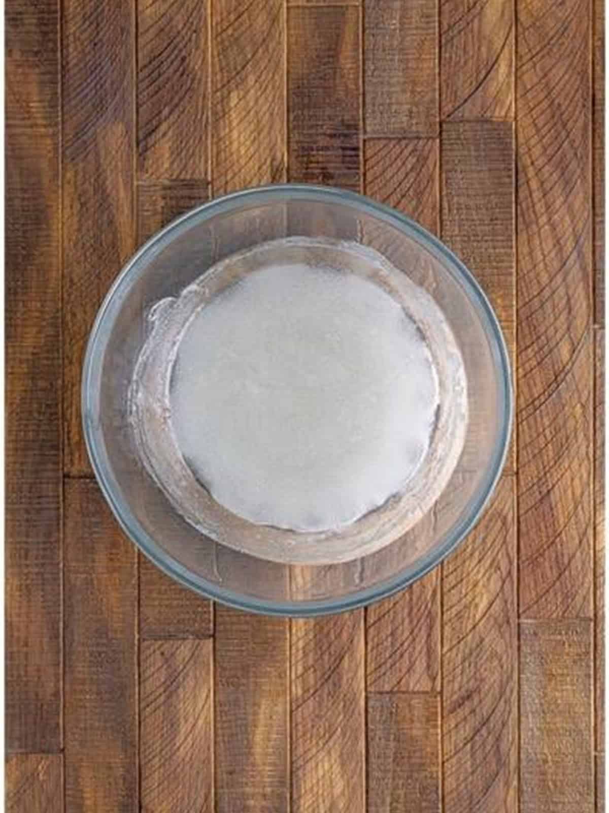 The sugar and corn syrup melted into a clear syrup after microwaving.