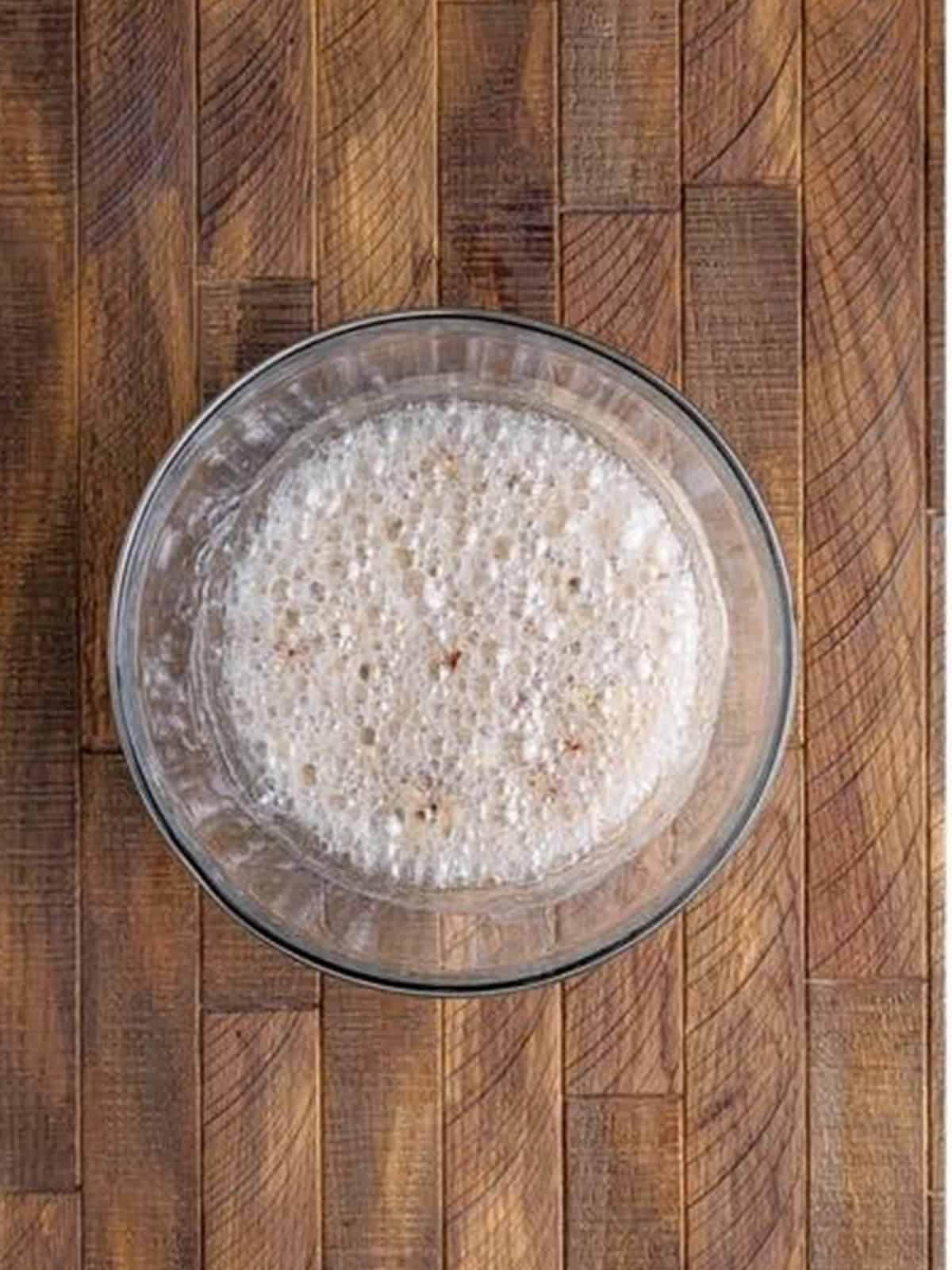 The peanut and syrup mixture turned golden after microwaving.