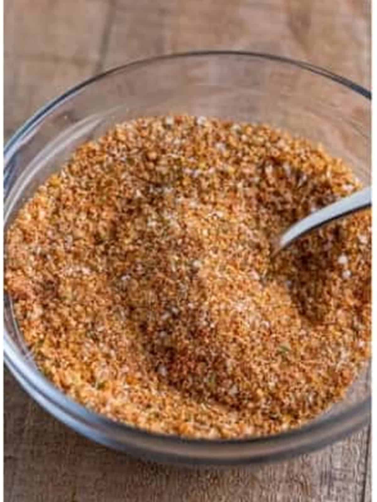 The spice rub mixed together in a bowl for the pulled pork recipe.