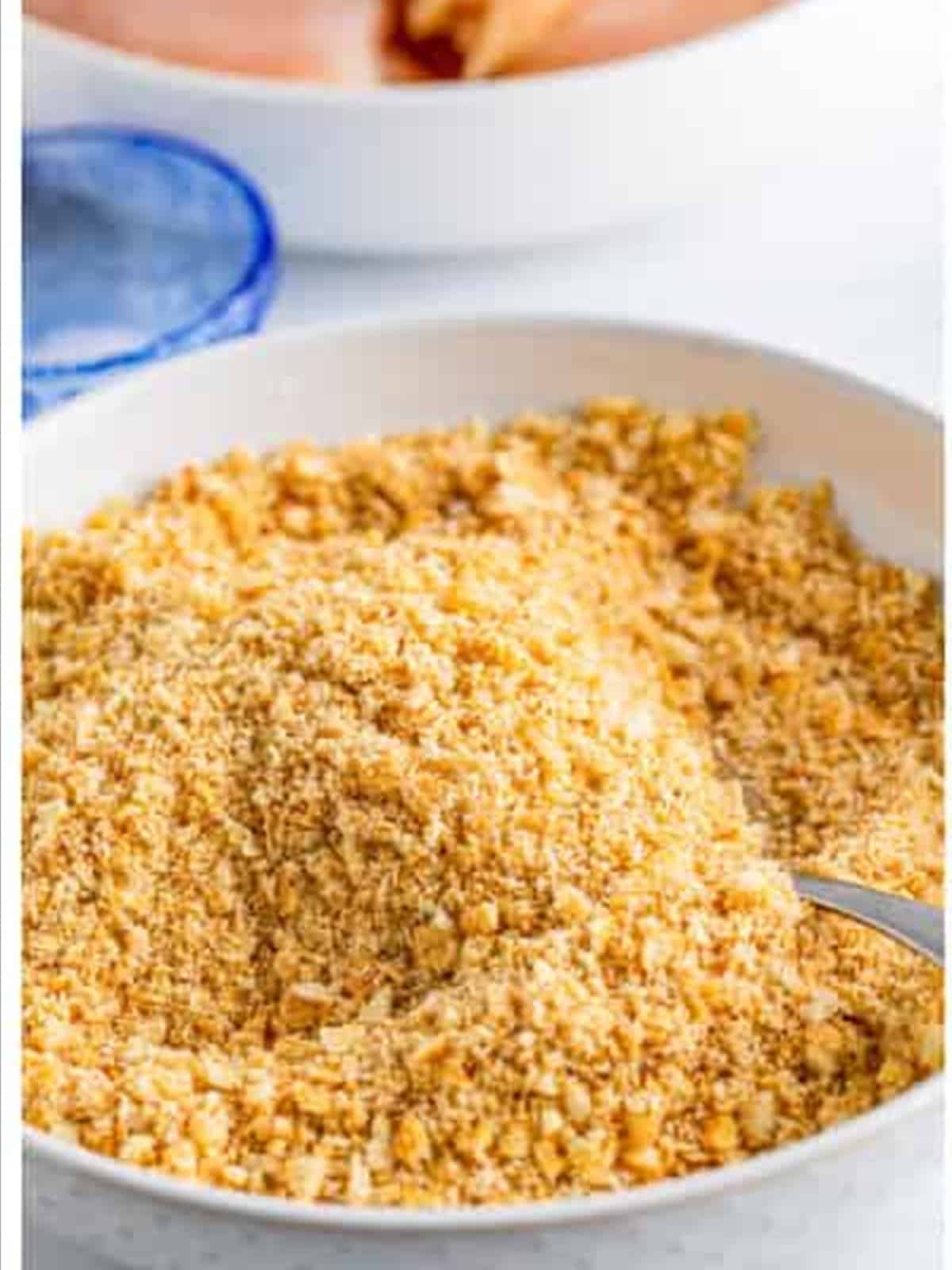 Mixed Ritz cracker crumb coating for Ritz cracker chicken.