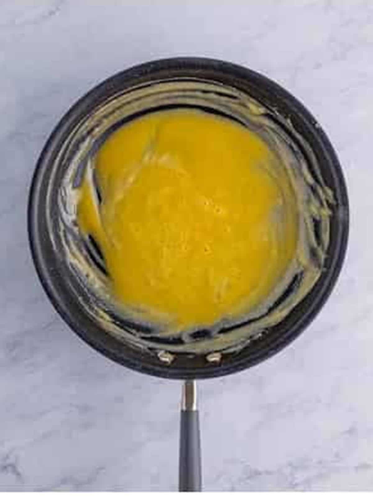 Homemade turkey gravy made from the pan drippings in a skillet.
