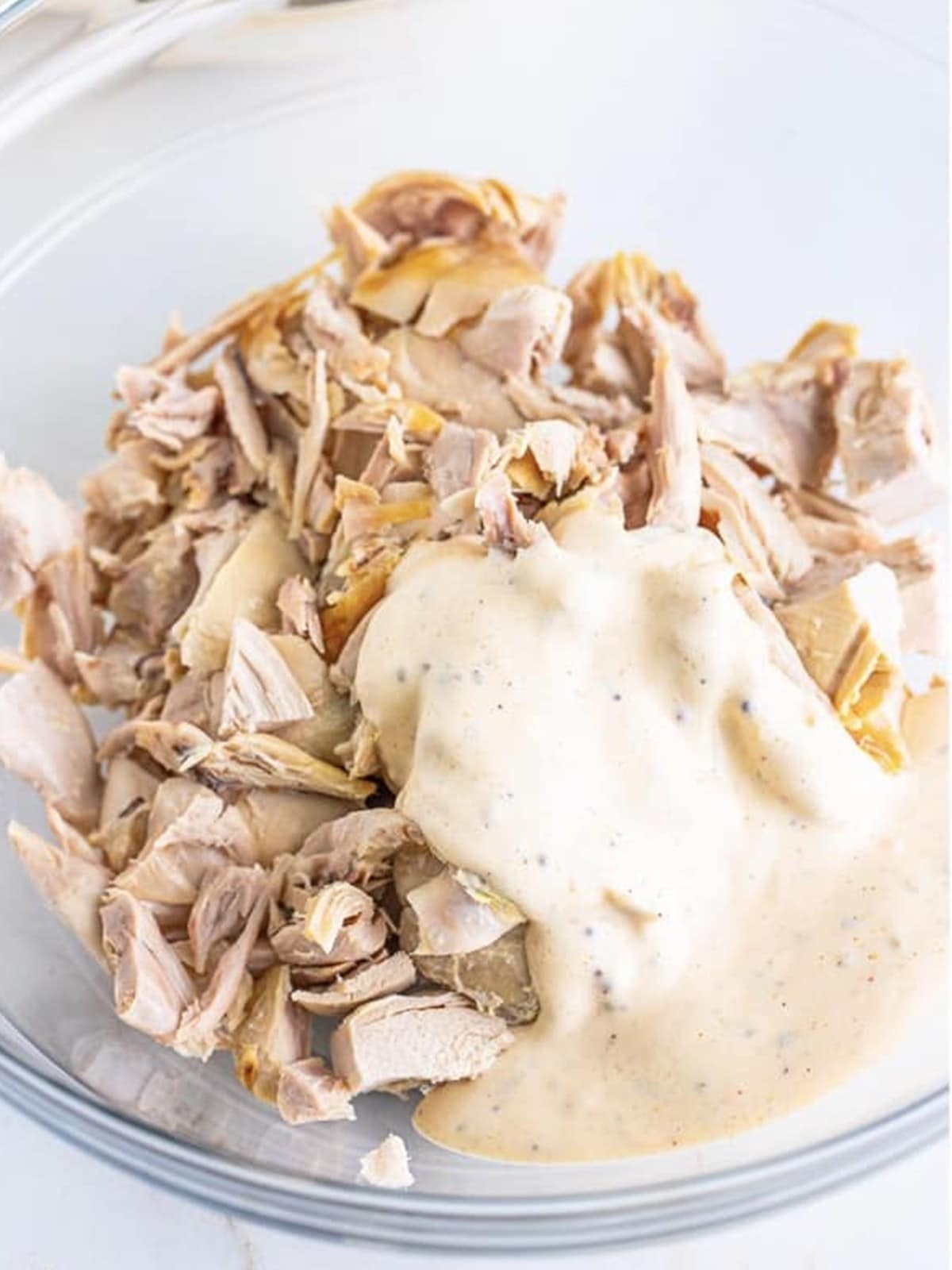 Diced rotisserie chicken added to the creamy dressing.