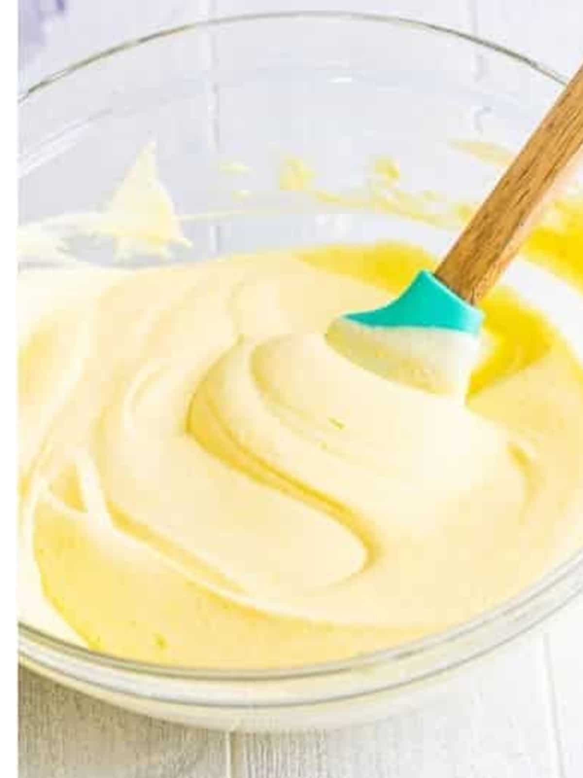 Whipped cream folded into vanilla pudding until smooth.