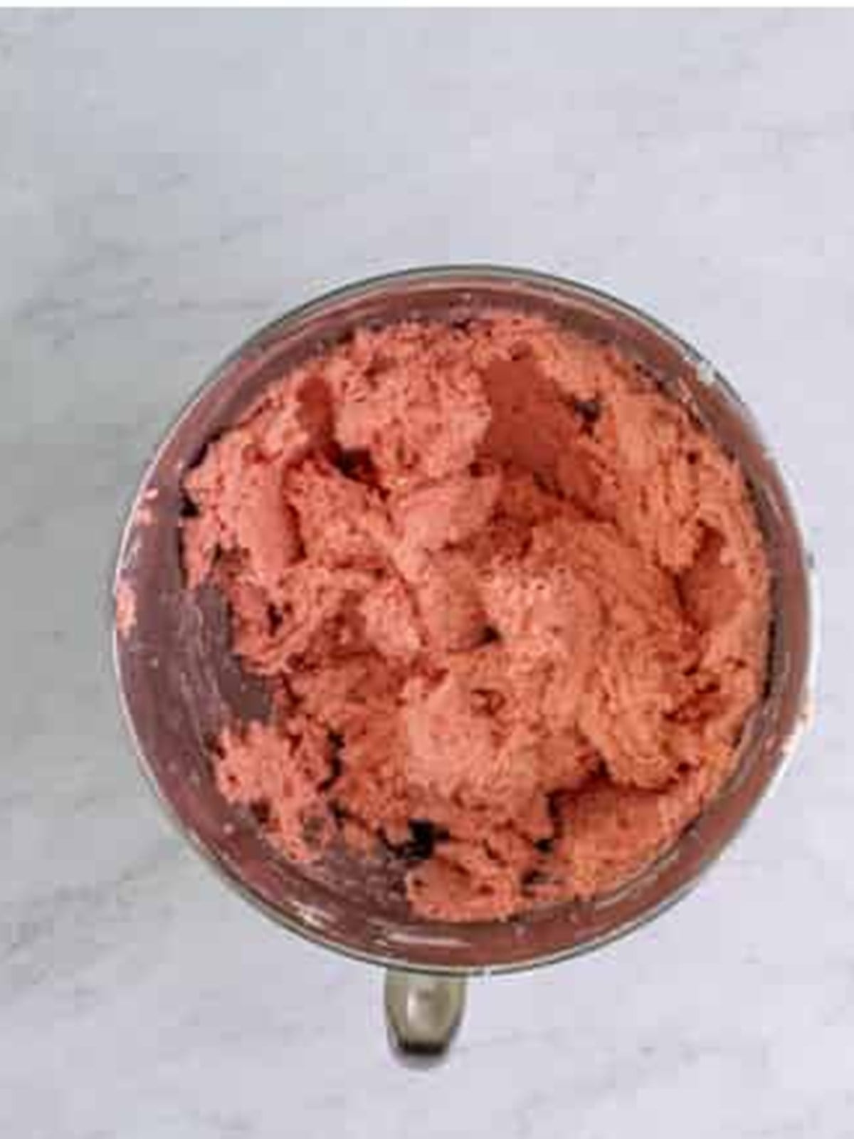 Pink Strawberry Cookies dough mixed in a bowl.