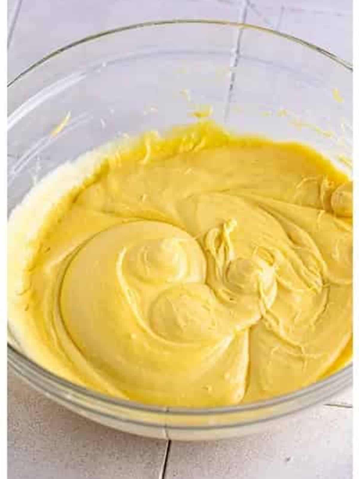 Smooth cake batter for strawberry poke cake.