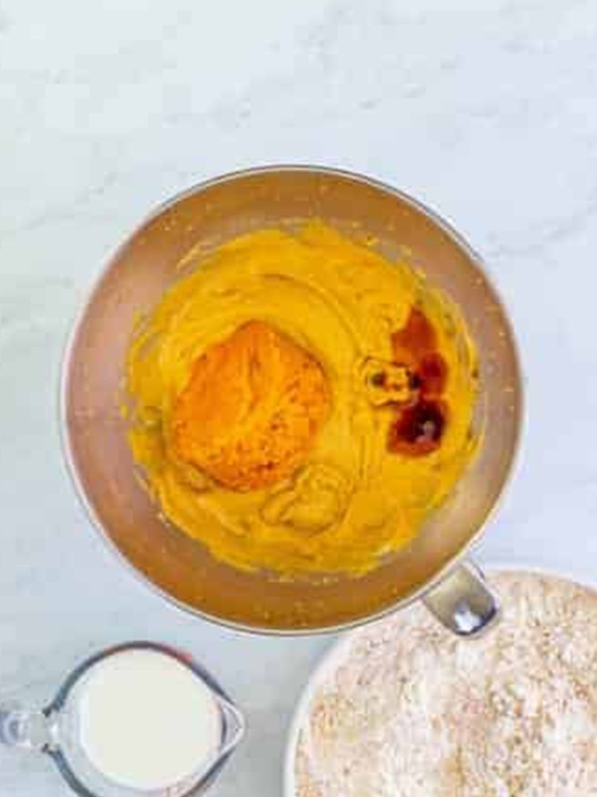 Mashed sweet potato and vanilla mixed into the cake batter.