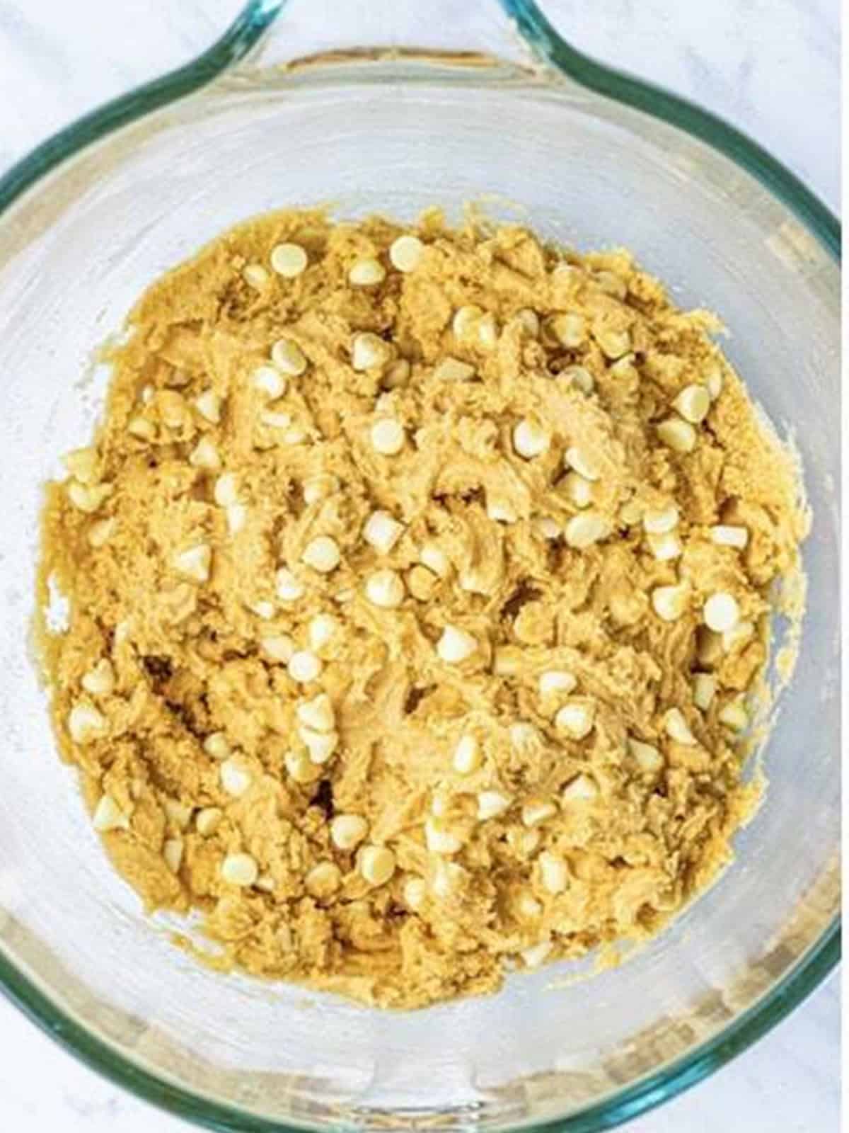 White chocolate chips folded into the cookie dough.