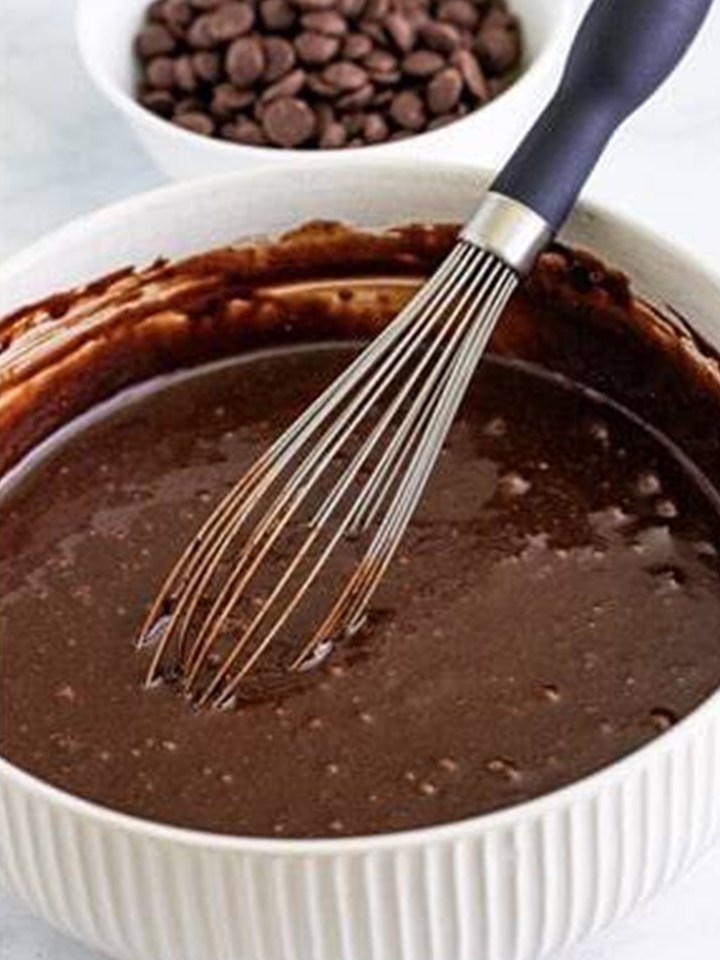 The chocolate baileys cupcake batter whisked until combined.