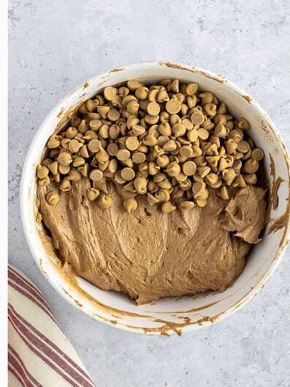 Peanut butter chips folded into the chocolate cupcake batter.