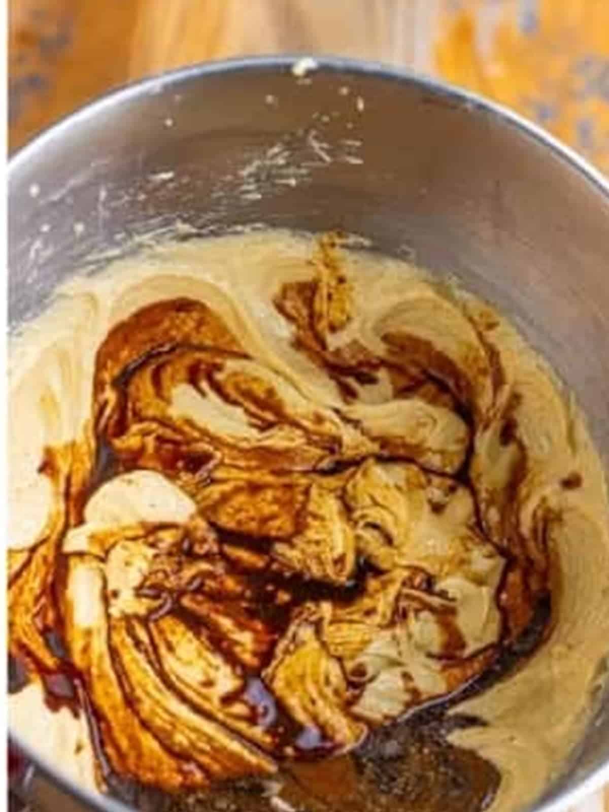 Dissolved espresso stirred into the coffee walnut cake batter.