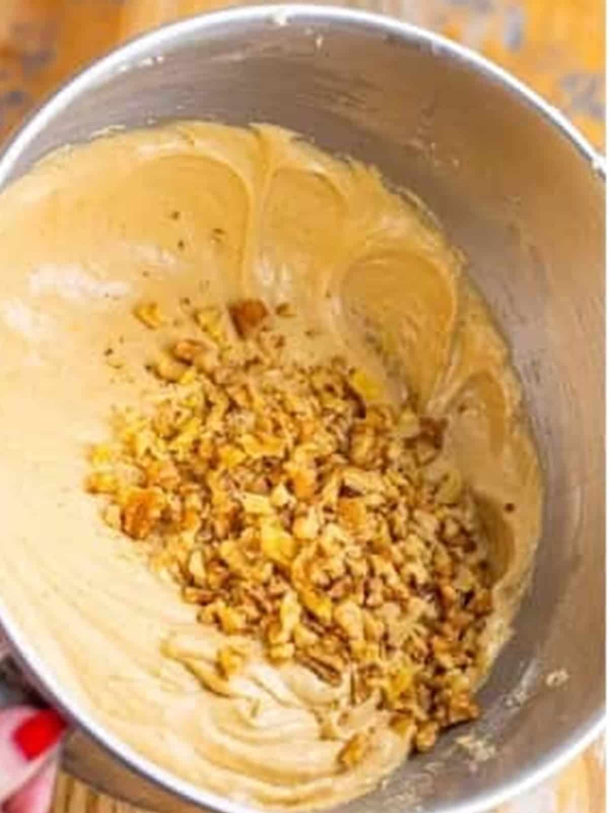 Chopped walnuts folded into the coffee cake batter.