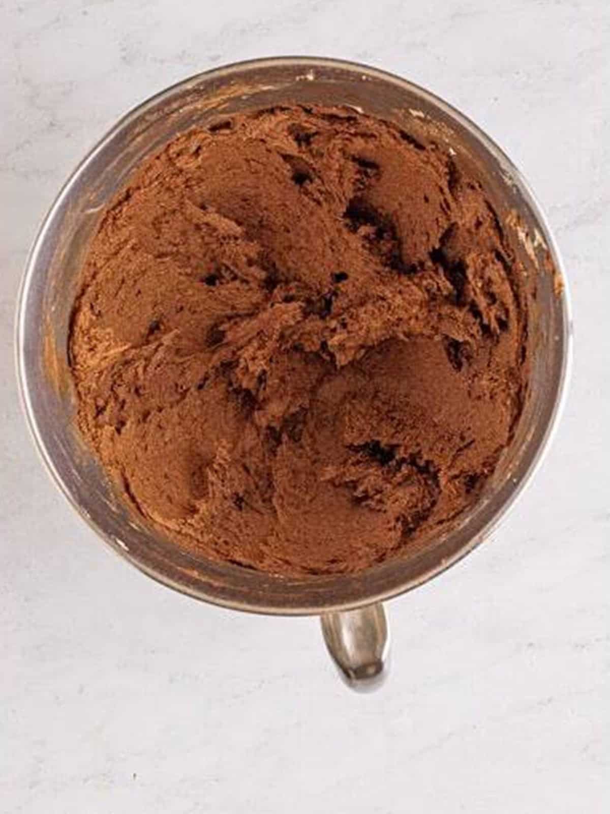 Cocoa powder mixed into cookie dough to make it chocolate.