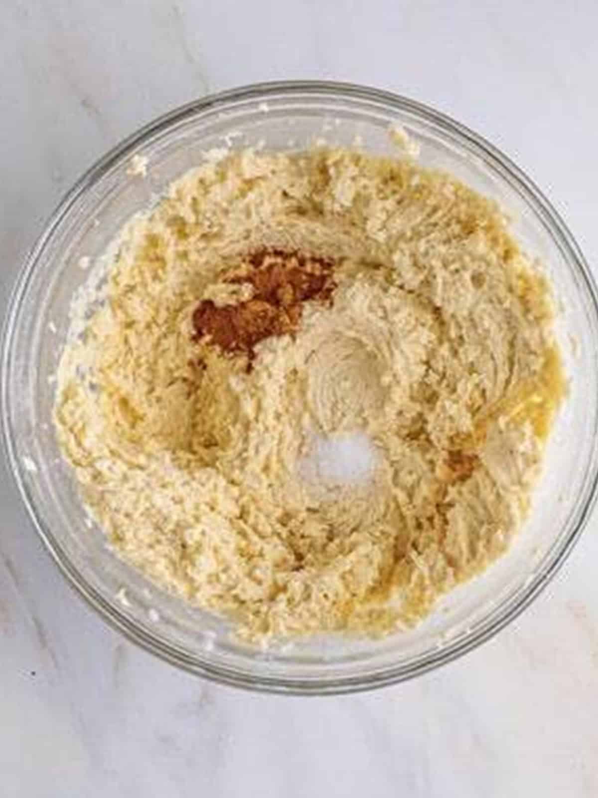 Snickerdoodle cookie dough mixed until smooth and combined.