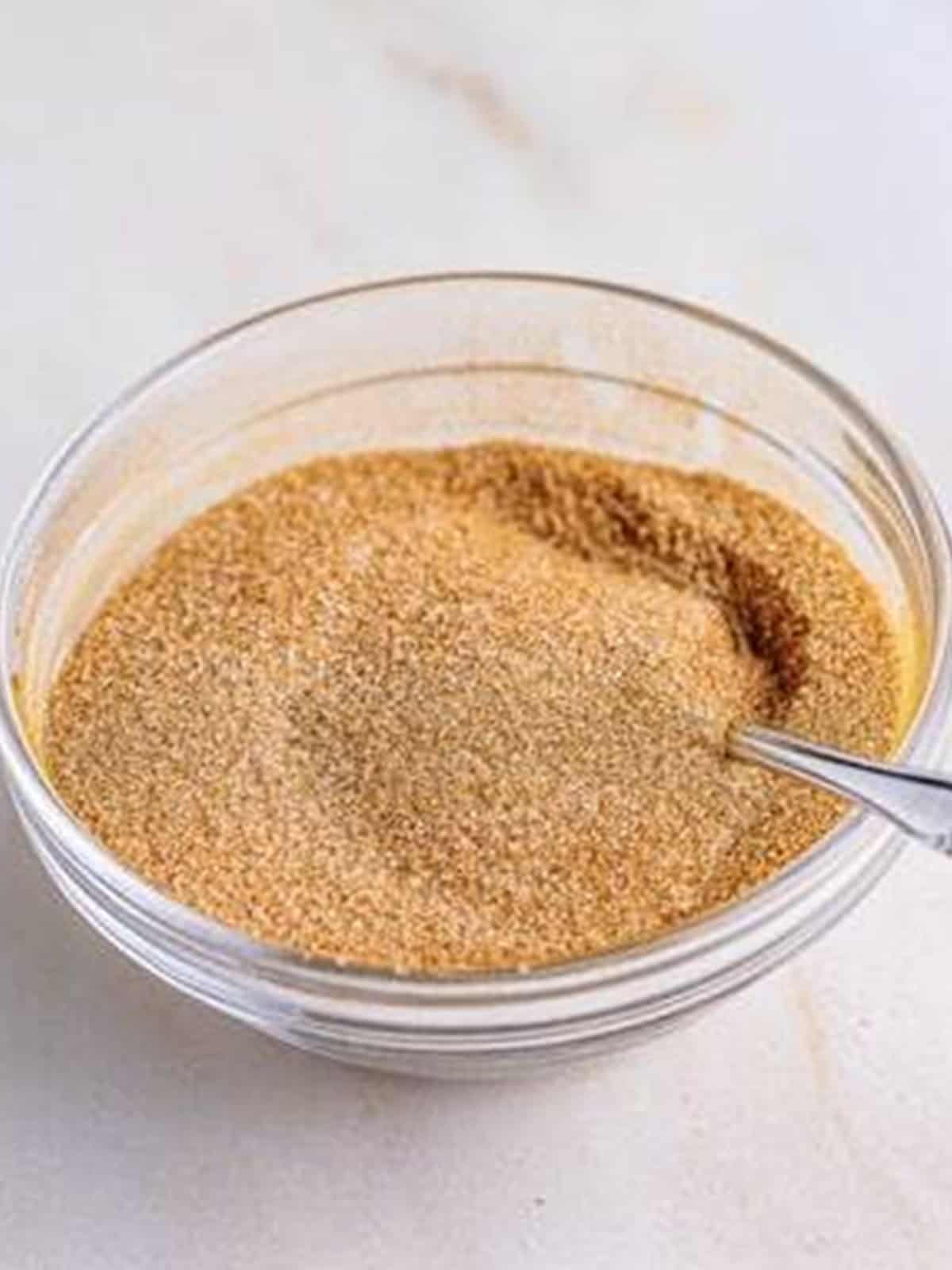 Cinnamon sugar topping ready to sprinkle over edible Snickerdoodle Cookie Dough.
