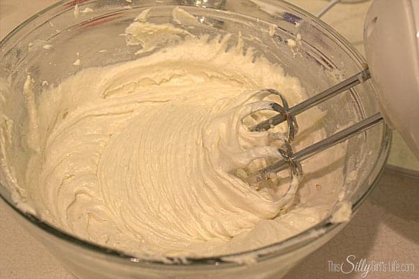 Light and fluffy lemon lime cake batter after beating in the egg, zest, flour, and milk.