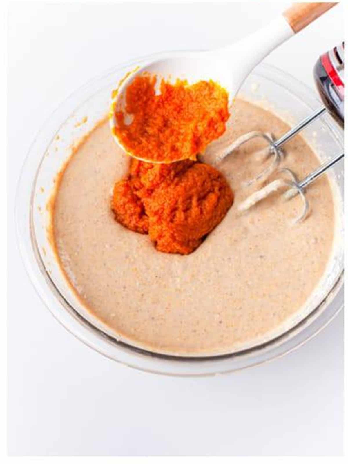 Pumpkin puree folded into the Pumpkin Cornbread batter.