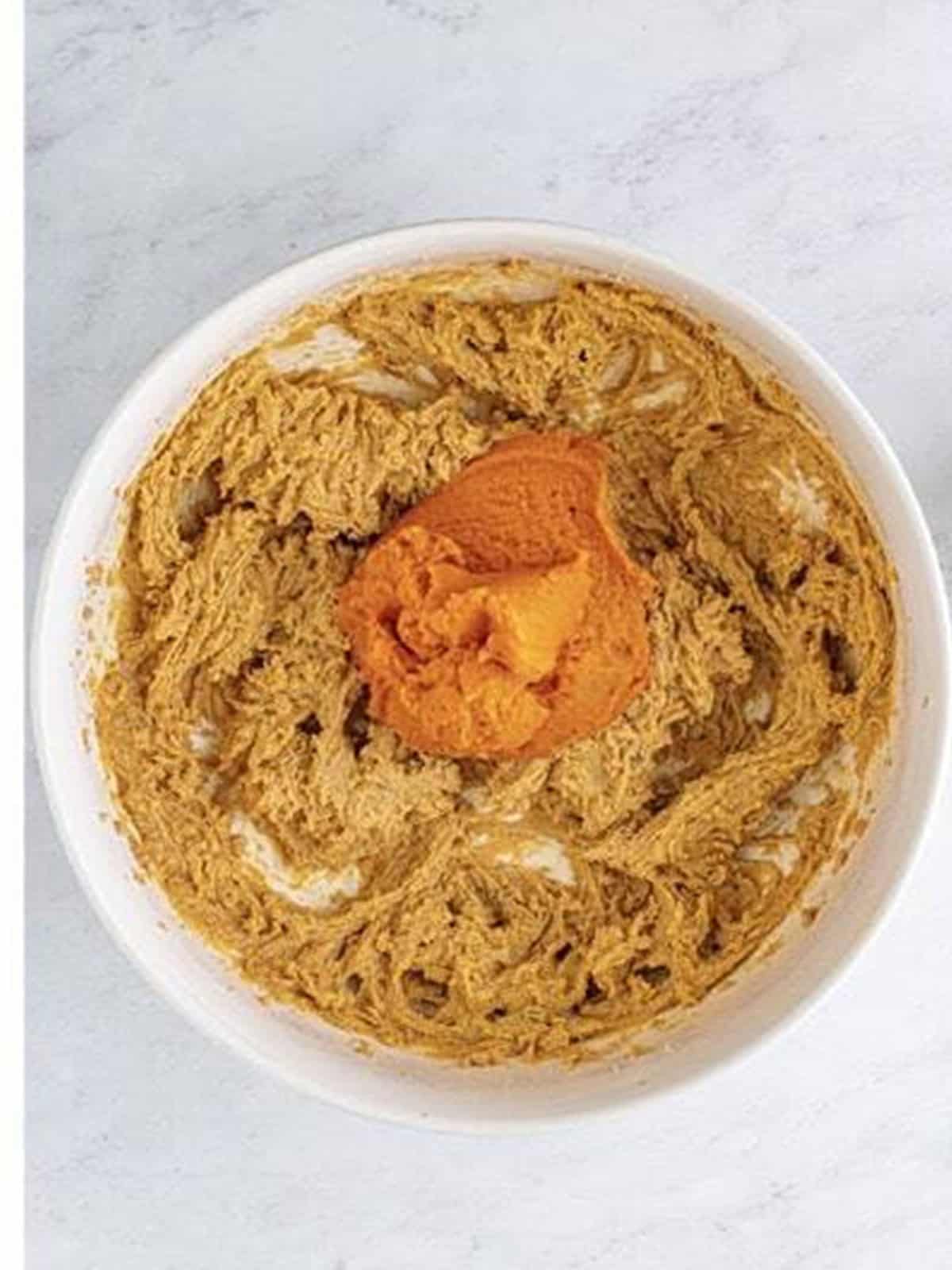 Pumpkin puree added to the cookie dough base.