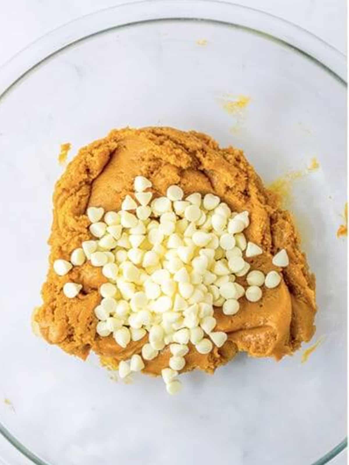 White chocolate chips folded into the Pumpkin Snickerdoodles dough.