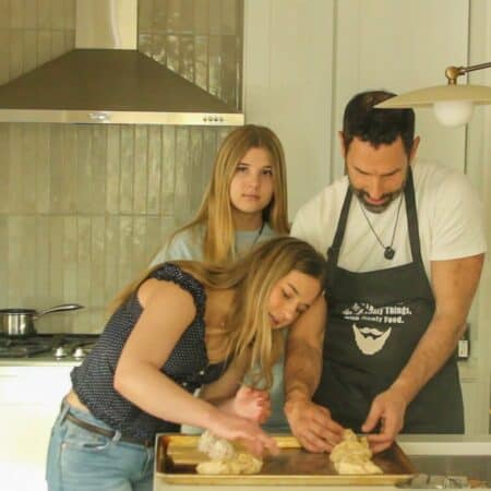 Jason Decker cooking with his daughters Maddie and Lizzie in their Scottsdale kitchen